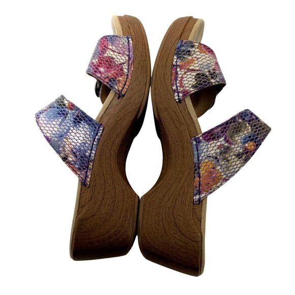 Dansko Sophie Sandals Womens 10 Watercolor Floral Snake Wedge Adjustable Leather - Picture 4 of 8